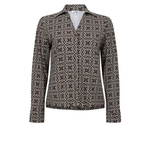 ZOSO Blouse Jolene travel print Zwart Camel